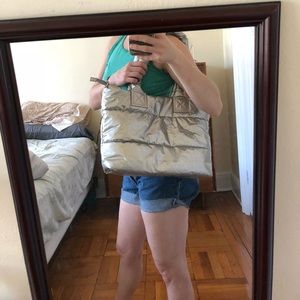 Vintage silver puffy y2k space bag